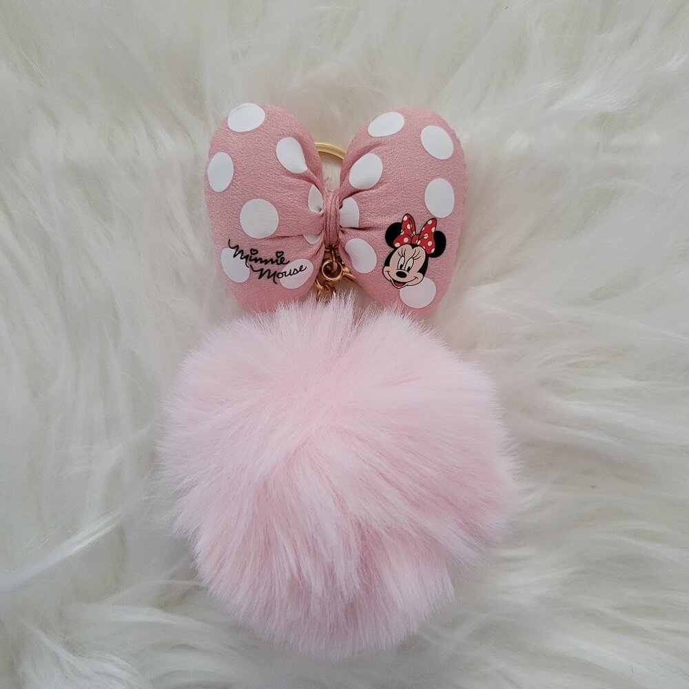 Minnie Mouse Bow Puff Keychain